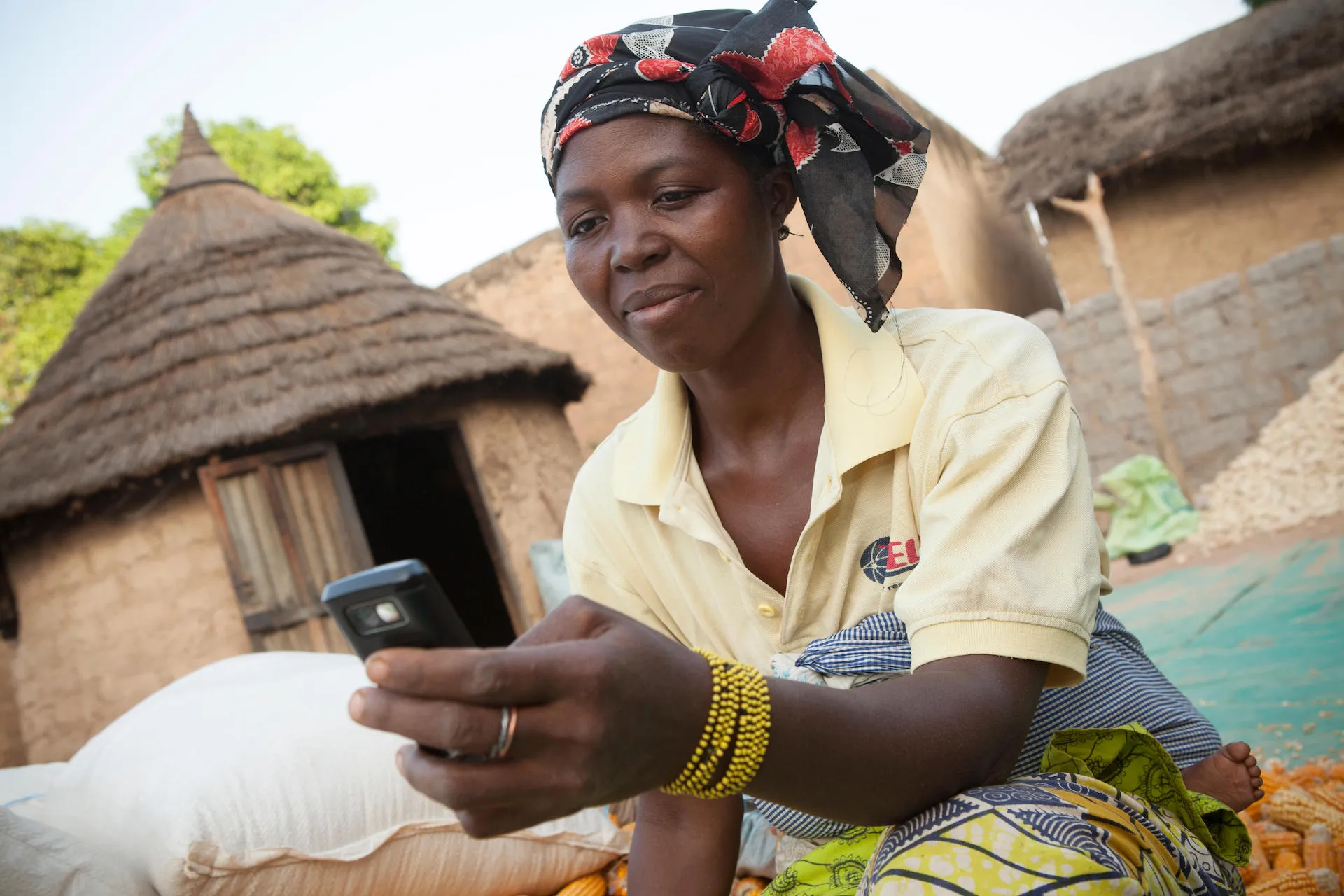 Village women checking mobile